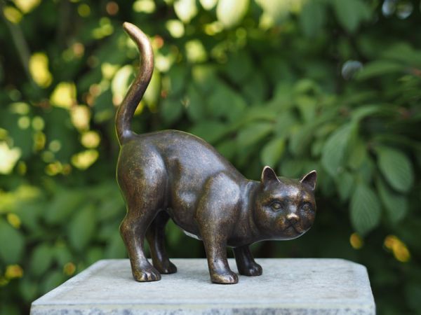 Katze stehend aus Bronze gegossen - Bronze Katze aus Bronzeguss