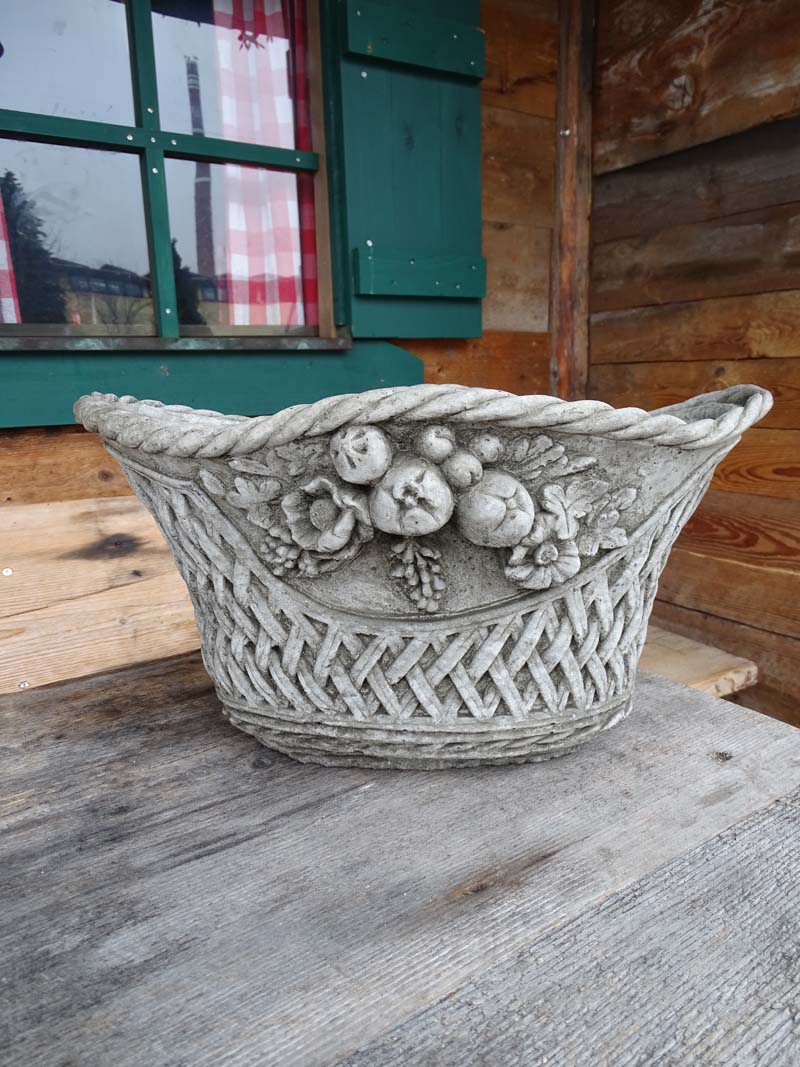 Herbstlicher Übertopf Aus Steinguss - Mit Eicheln & Blättern