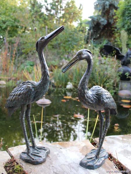 Bronze Reiher Paar Wasserspeier