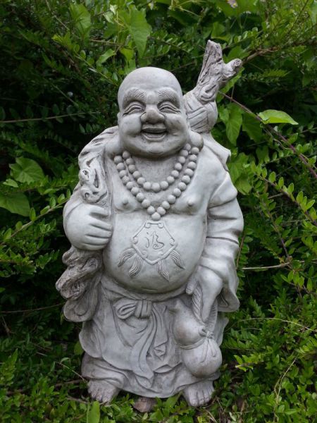 Happy Buddha aus massivem Steinguss