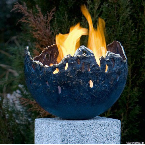 Feuerschale Bronze blau