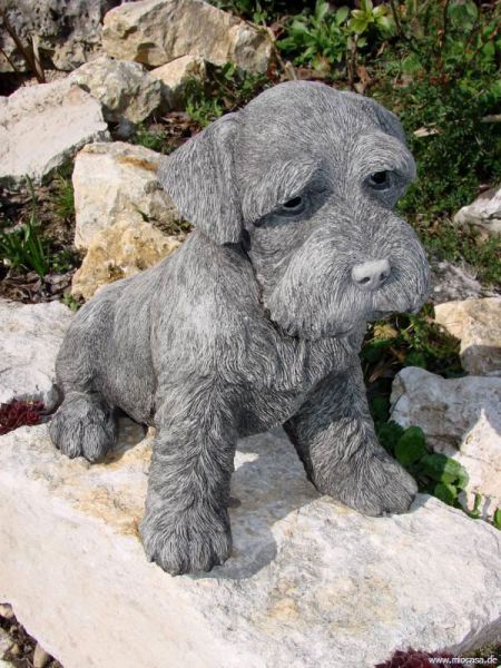 Hundefigur Schnauzer aus Steinguss