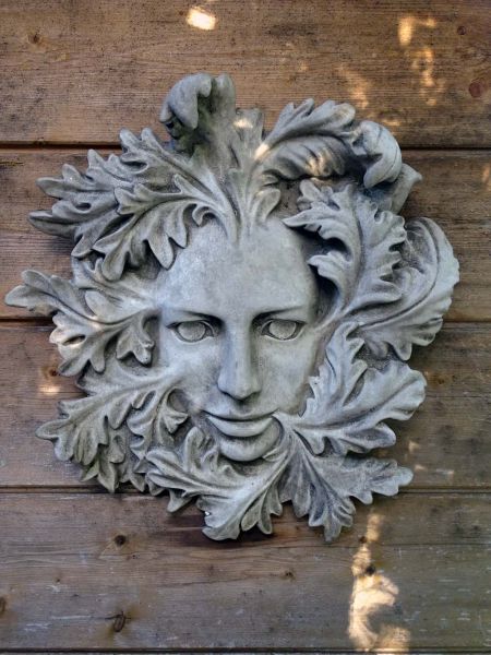 Greenman Elfengesicht Steinfigur