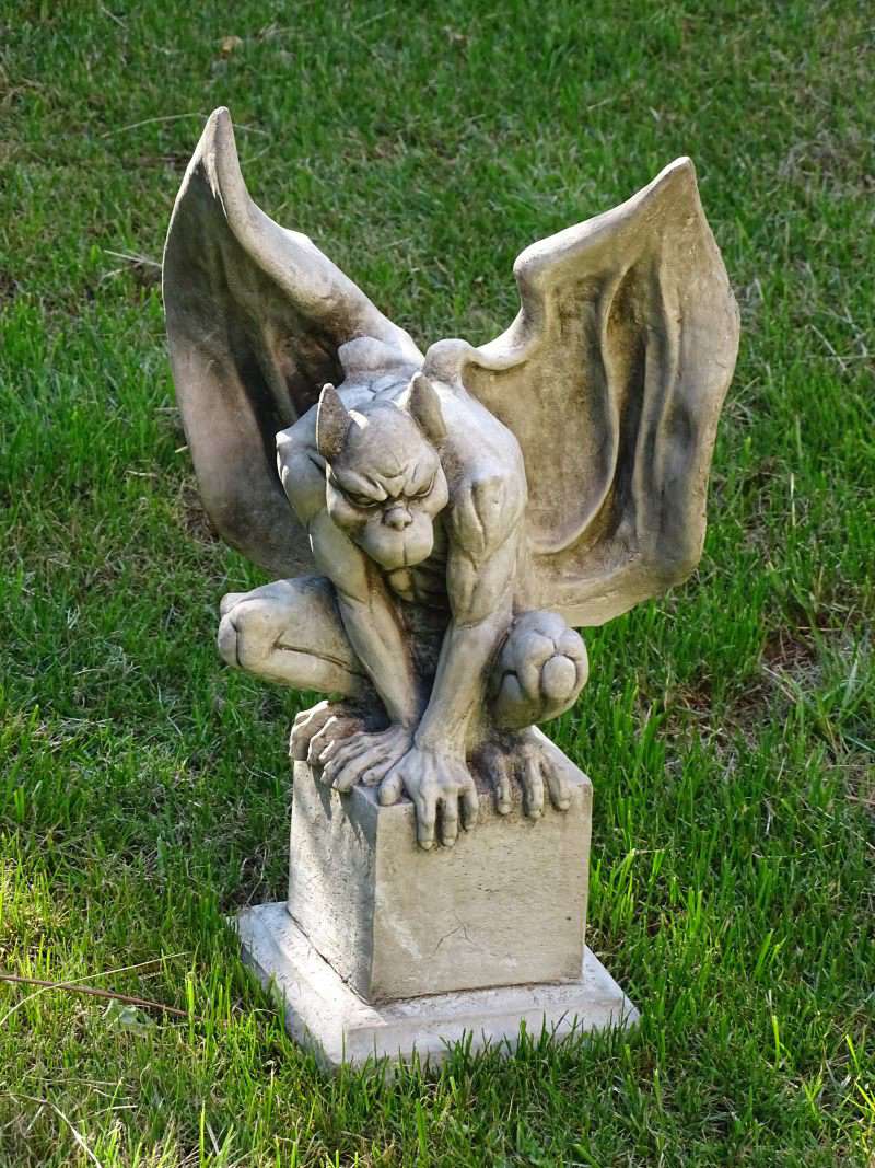 Gargoyle Statue Mit Flügeln – 60 Cm Hoch, 52 Kg, Frostsicherer Steinguss, Grau